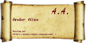 Andor Alex névjegykártya